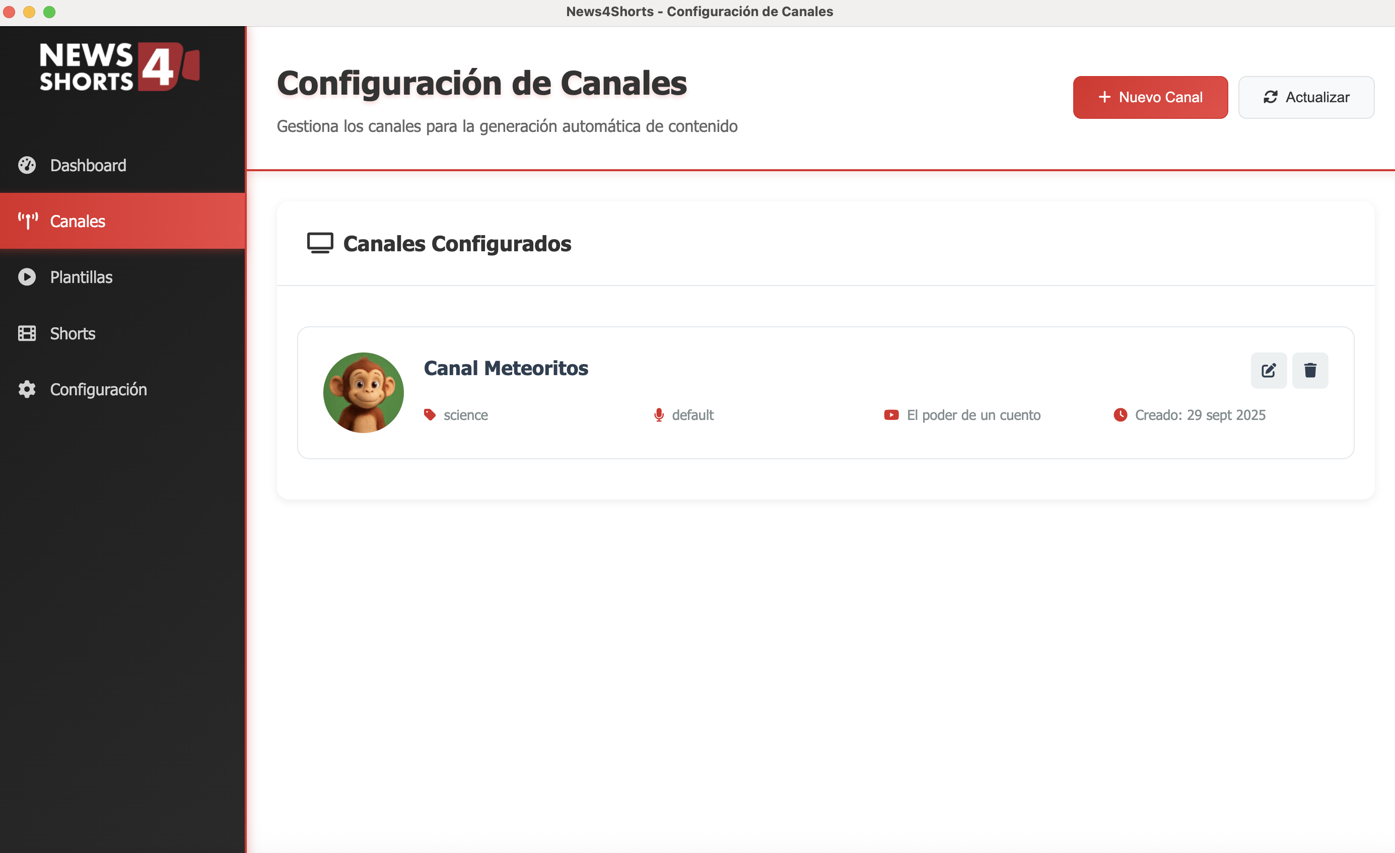 Channel configuration
